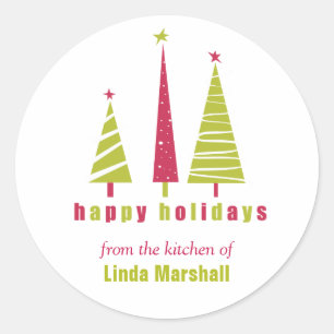 Happy Holidays Christmas Trees Sticker