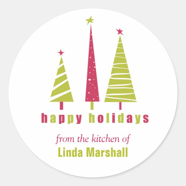 Happy Holidays Christmas Trees Sticker (Front)