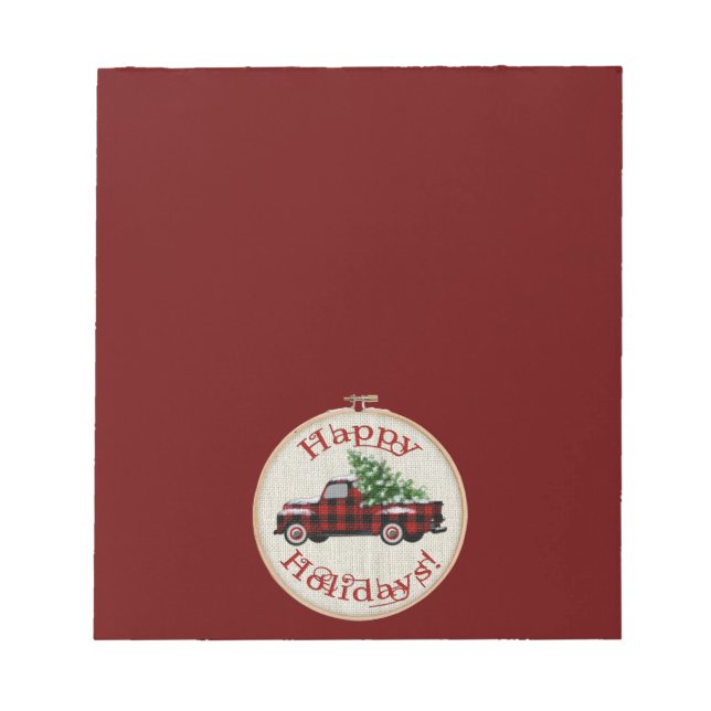 Happy Holidays! Christmas Vintage Pickup Truck Notepad (Front)