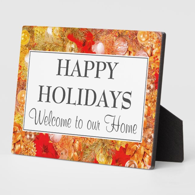 HAPPY HOLIDAYS Christmas Welcome Plaque (Side)