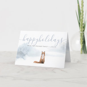 Happy Holidays Christmas Winter Woodland Fox Holiday Card