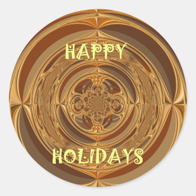 Happy Holidays Circle Art Print/Design Classic Round Sticker (Front)
