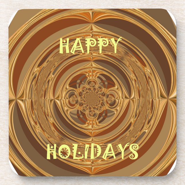 Happy Holidays Circle Art Print/Design Coaster (Front)
