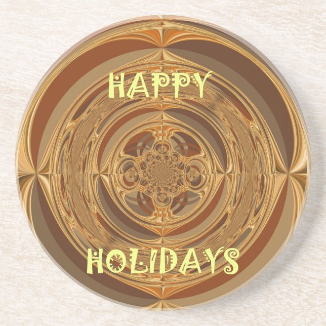 Happy Holidays Circle Art Print/Design Coaster (Front)