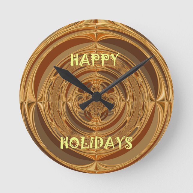 Happy Holidays Circle Art Print/Design Round Clock (Front)