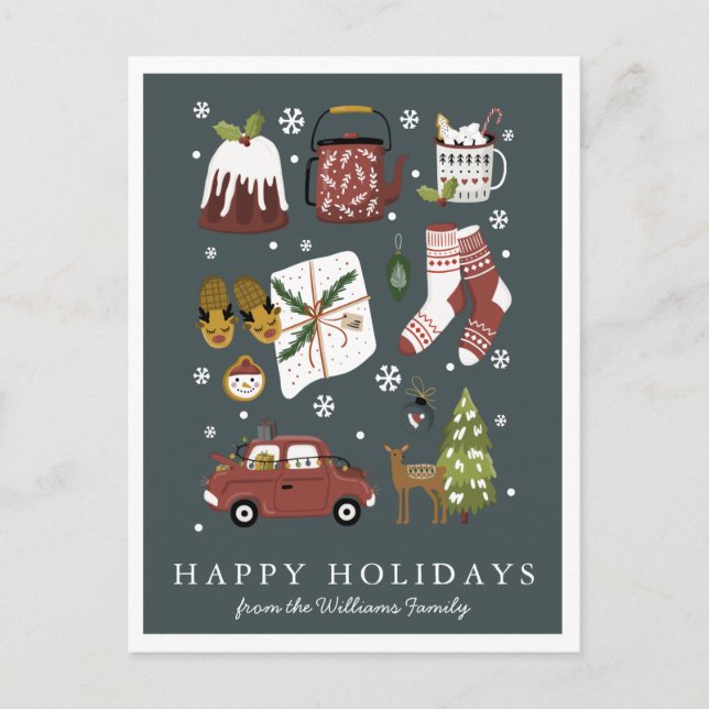 Happy Holidays | Classic Hygge Minimal Christmas Postcard (Front)