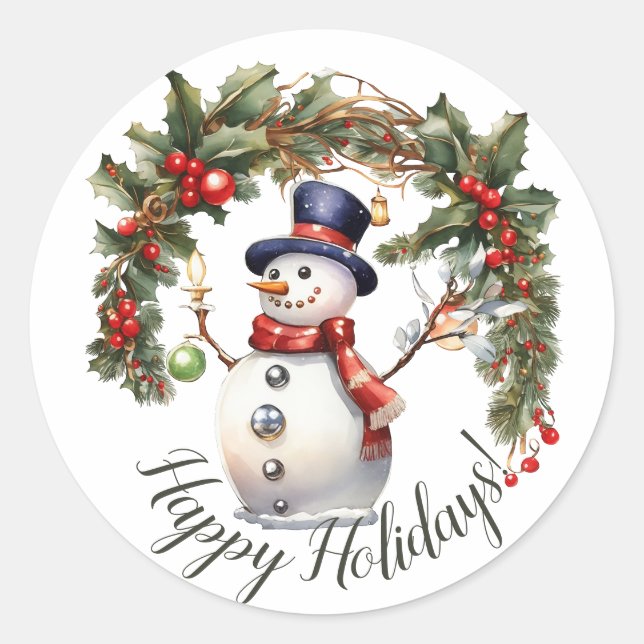 Happy Holidays! Classic Round Sticker (Front)