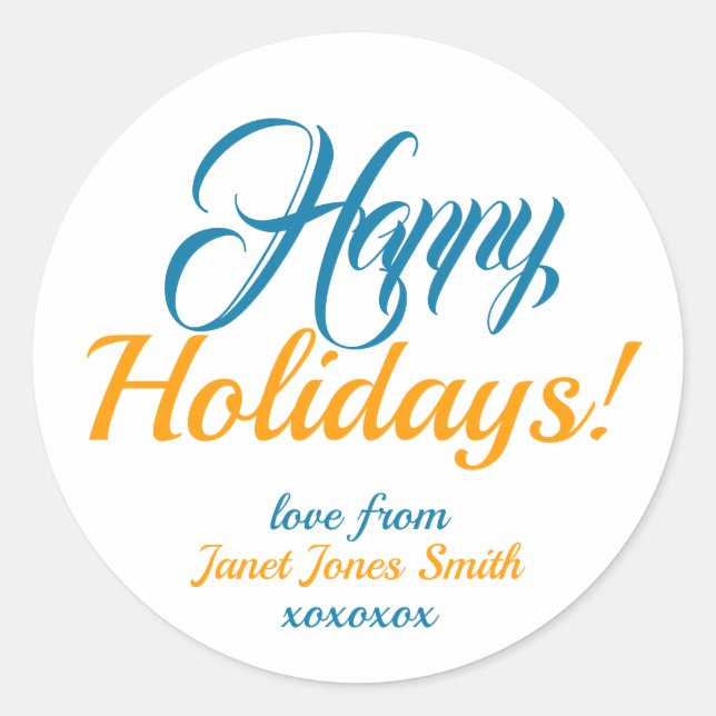 Happy Holidays Classic Round Sticker (Front)
