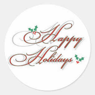 happy holidays classic round sticker