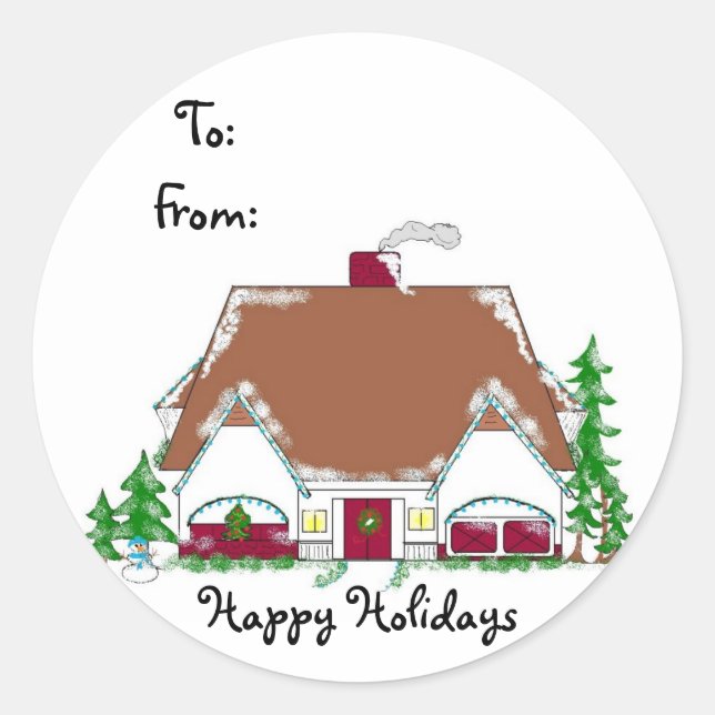 Happy Holidays Classic Round Sticker (Front)