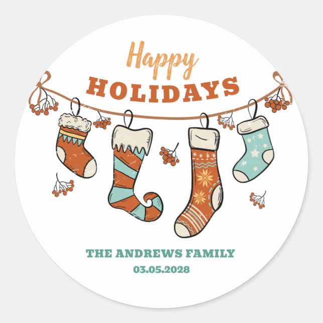 Happy Holidays  Classic Round Sticker (Front)
