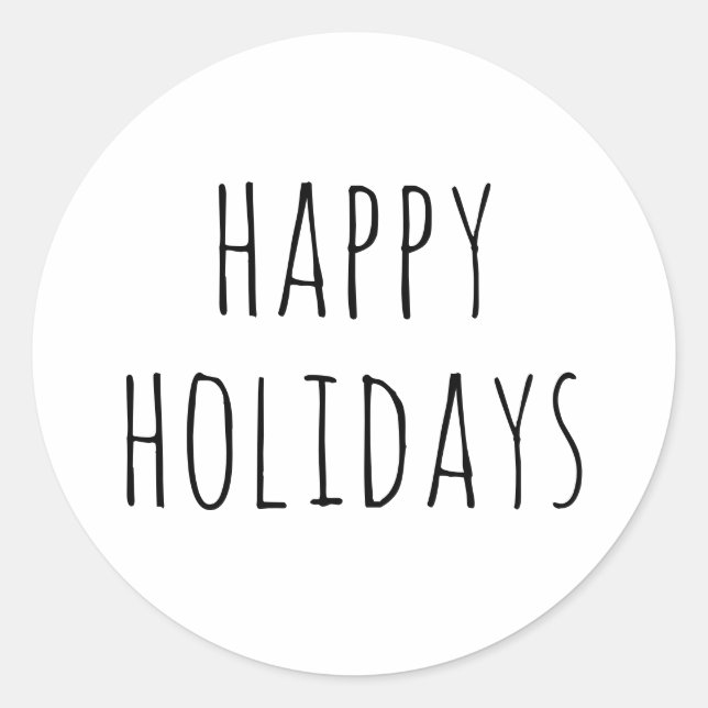 Happy Holidays | Clean Modern Minimalist Christmas Classic Round Sticker (Front)