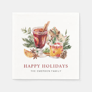 Happy Holidays Cocktail Paper Napkin
