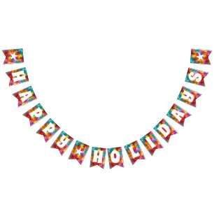 HAPPY HOLIDAYS COLORFUL RAINBOW   BUNTING 