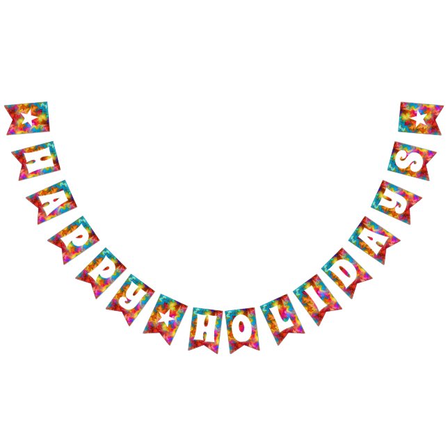 HAPPY HOLIDAYS COLORFUL RAINBOW   BUNTING  (All)