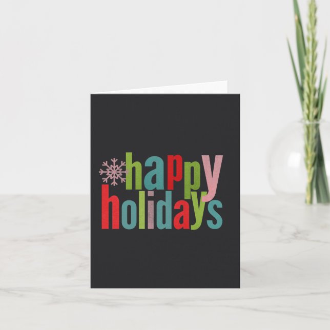 Happy Holidays Coloured Chalkboard Holiday Card (Front)