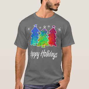Happy Holidays Colourful Blue Green Red Cute Chris T-Shirt