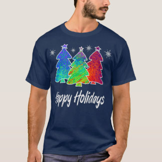 Happy Holidays Colourful Blue Green Red Cute Chris T-Shirt