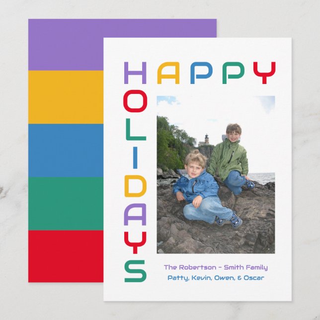 Happy Holidays Colourful -  Editable Holiday Photo (Front/Back)