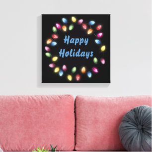 Happy Holidays Colourful & Festive Christmas Light Canvas Print