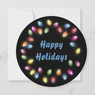Happy Holidays Colourful & Festive Christmas Light Holiday Card