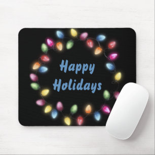 Happy Holidays Colourful & Festive Christmas Light Mouse Mat