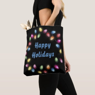 Happy Holidays Colourful & Festive Christmas Light Tote Bag