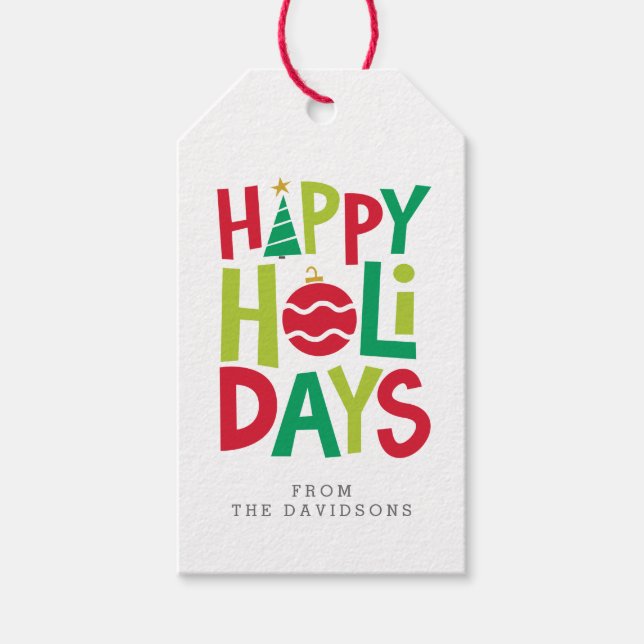 Happy holidays colourful gift tag (Front)