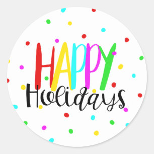Happy Holidays Colourful Holiday Dots Party Classic Round Sticker