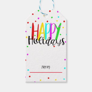 Happy Holidays Colourful Holiday Dots Party Gift Tags