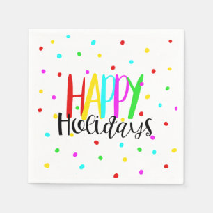 Happy Holidays Colourful Holiday Dots Party Napkin