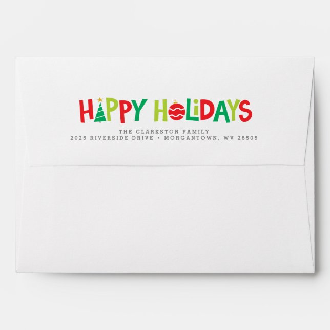 Happy holidays colourful illustrated Christmas Envelope (Back (Top Flap))