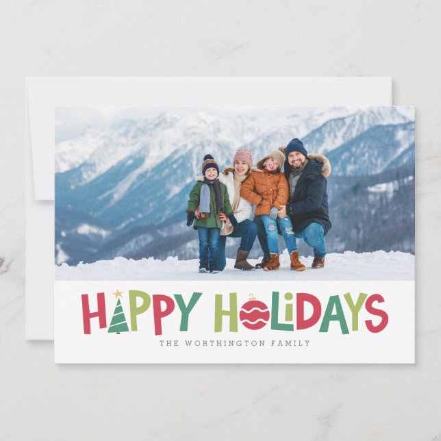 Happy holidays colourful photo card (Front)