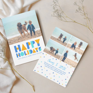 Happy Holidays Colourful Photo Collage Holiday Car Card