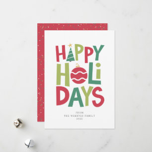 Happy holidays colourful playful illustrated holiday card