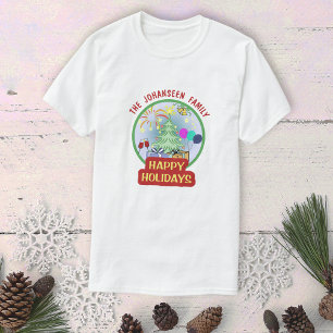 Happy Holidays Colourful Retro Family Reunion  T-Shirt