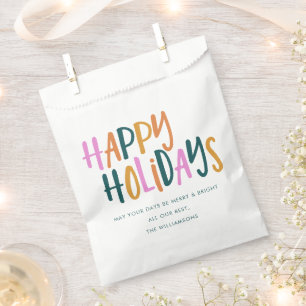 Happy Holidays Colourful Typography Personalised Favour Bags