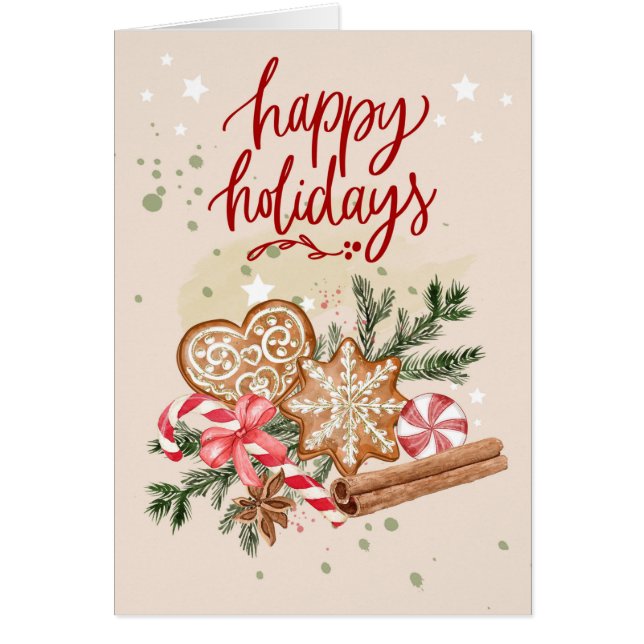 Happy Holidays Cookies Christmas Holiday Card (Front)