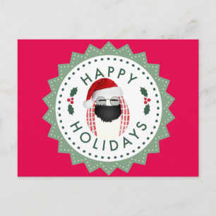 Happy Holidays Cool Mr. Egg Christmas card red