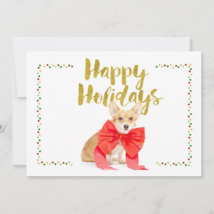 Happy Holidays Corgi Card