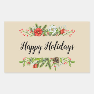 Happy Holidays Corporate Business Rectangular Sticker