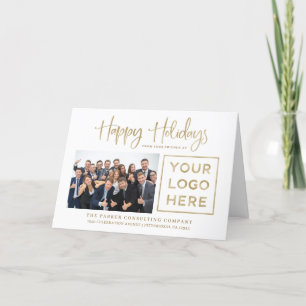 Happy Holidays   Corporate Photo and Your Logo Holiday Card