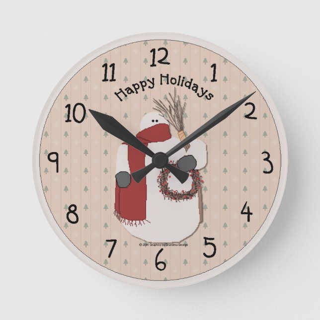 Happy Holidays Country Wall Clock (Front)