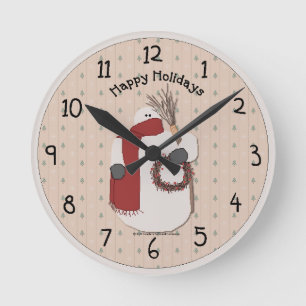 Happy Holidays Country Wall Clock