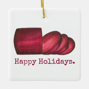 Happy Holidays Cranberry Sauce Christmas Dinner Ceramic Tree Decoration