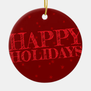 Happy Holidays Crayon Christmas Ceramic Tree Decoration