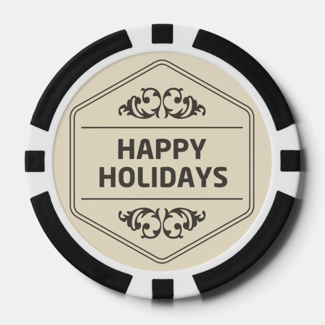Happy Holidays Custom Background Poker Chips (Front)