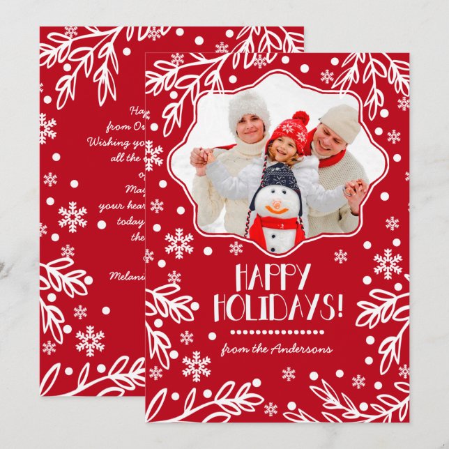 Happy Holidays. Custom Christmas Flat Photo Cards (Front/Back)