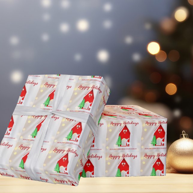 Happy Holidays Custom Company Christmas Wrapping Paper (Creator Uploaded)