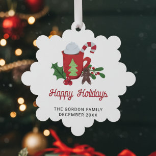 Happy Holidays Custom Hot Cocoa Chocolate Cute Tree Decoration Card